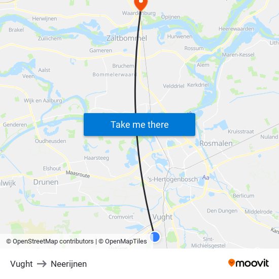 Vught to Neerijnen map