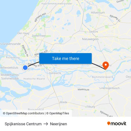 Spijkenisse Centrum to Neerijnen map