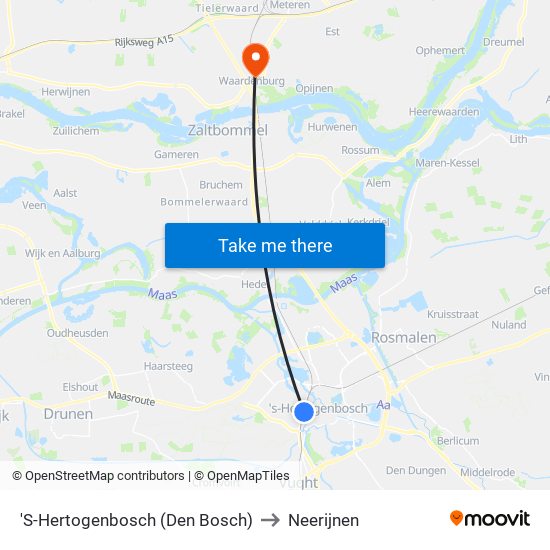 'S-Hertogenbosch (Den Bosch) to Neerijnen map