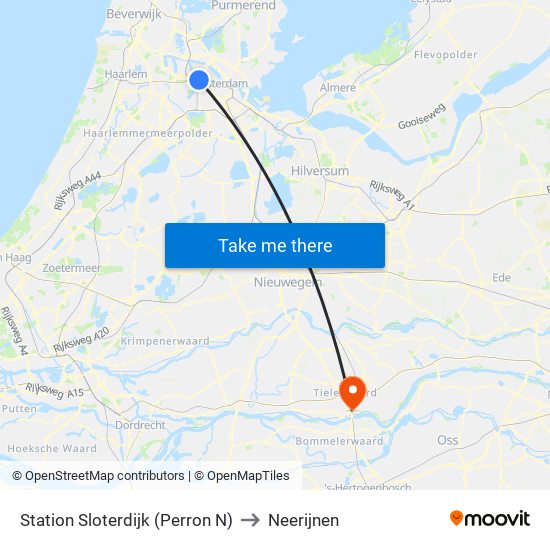 Station Sloterdijk (Perron N) to Neerijnen map