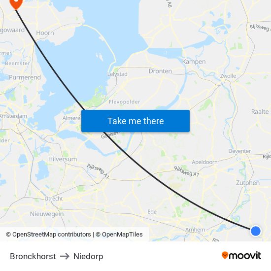 Bronckhorst to Niedorp map