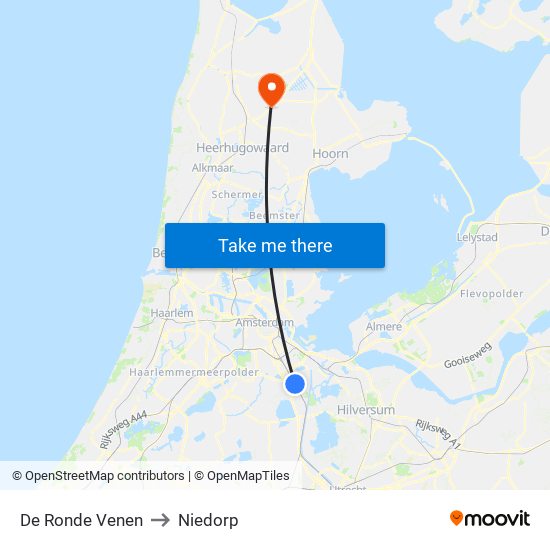 De Ronde Venen to Niedorp map