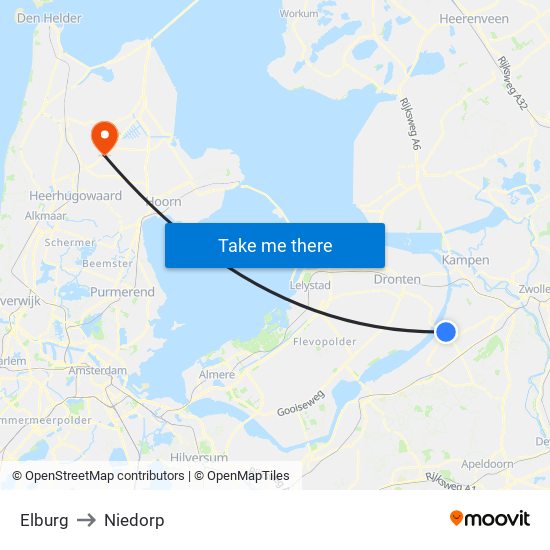 Elburg to Niedorp map