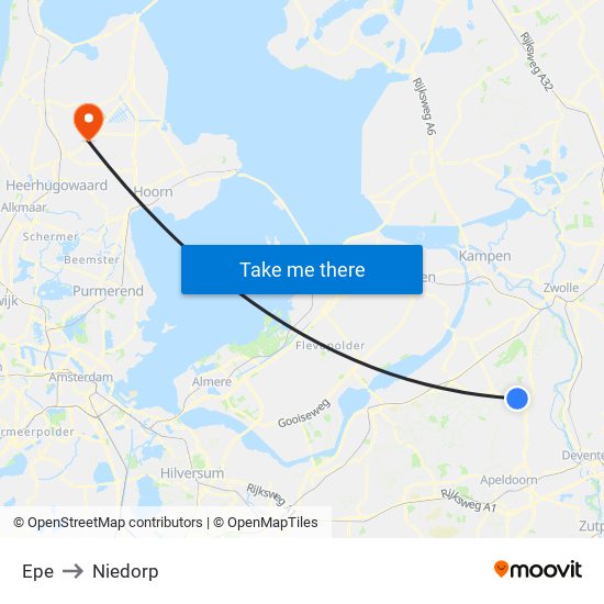 Epe to Niedorp map