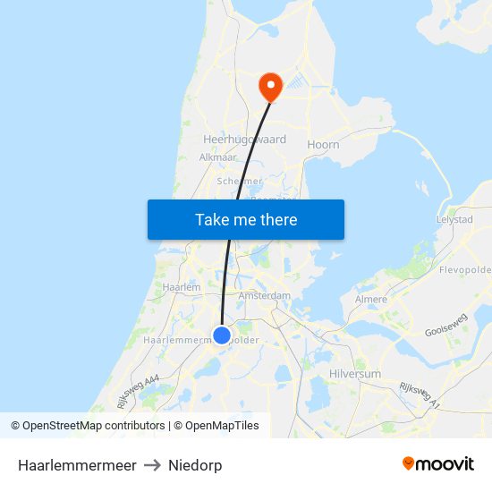 Haarlemmermeer to Niedorp map