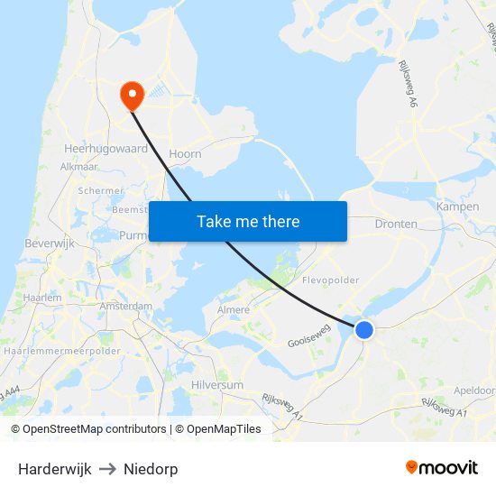 Harderwijk to Niedorp map