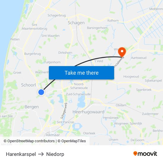 Harenkarspel to Niedorp map