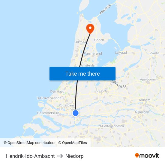 Hendrik-Ido-Ambacht to Niedorp map