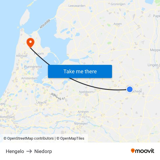 Hengelo to Niedorp map