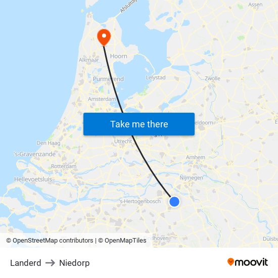 Landerd to Niedorp map