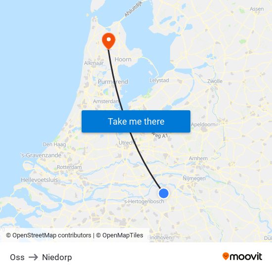 Oss to Niedorp map