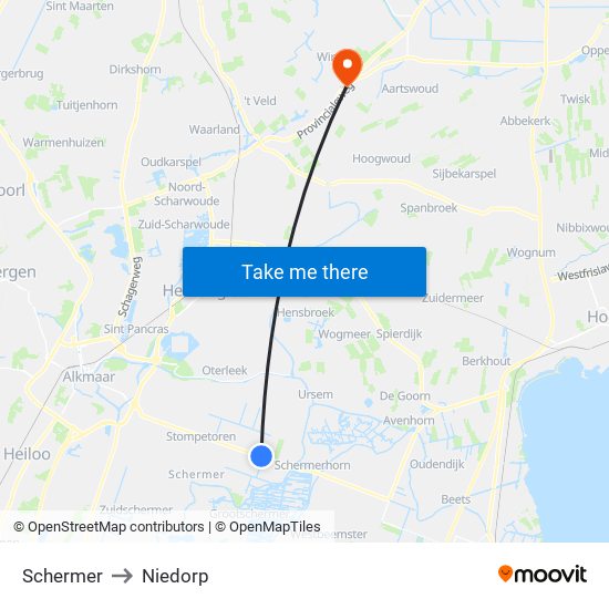 Schermer to Niedorp map