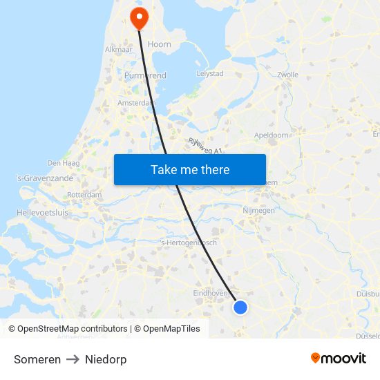 Someren to Niedorp map