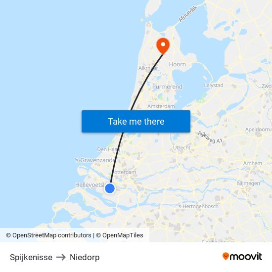 Spijkenisse to Niedorp map