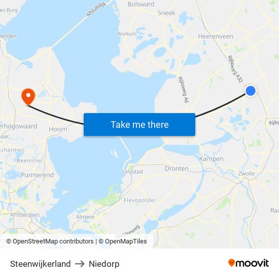 Steenwijkerland to Niedorp map