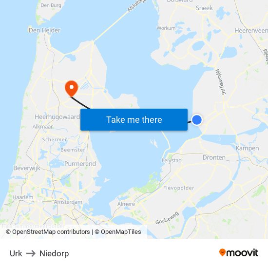 Urk to Niedorp map