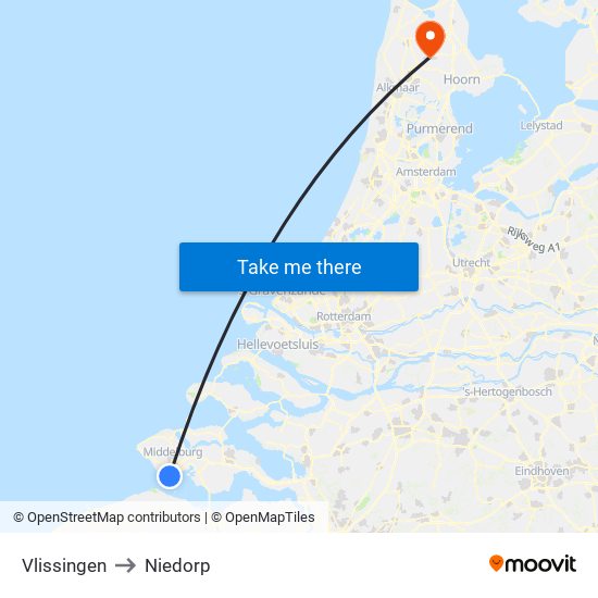 Vlissingen to Niedorp map