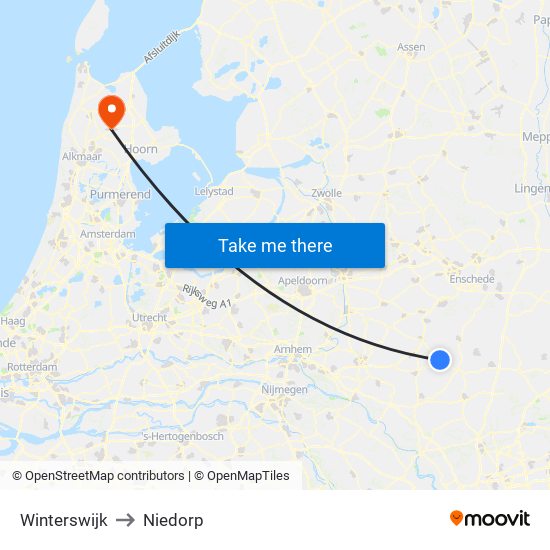 Winterswijk to Niedorp map