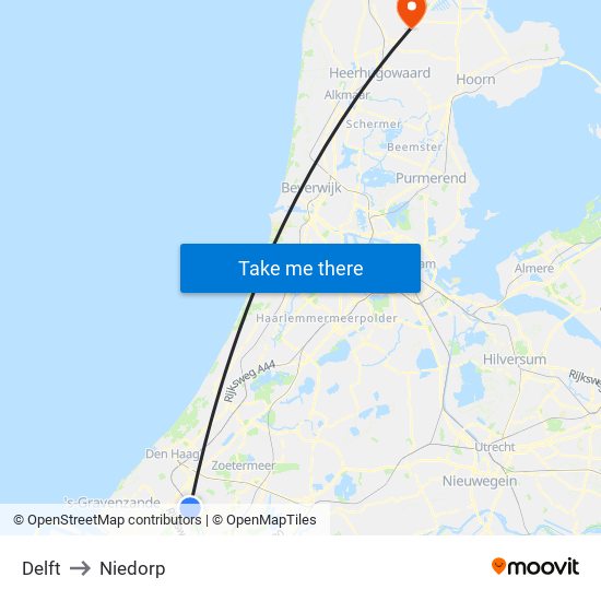 Delft to Niedorp map