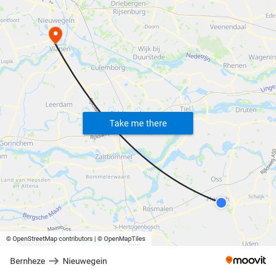 Bernheze to Nieuwegein map