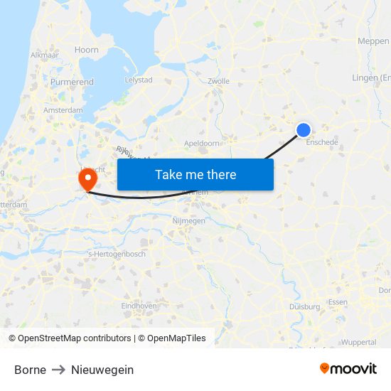 Borne to Nieuwegein map