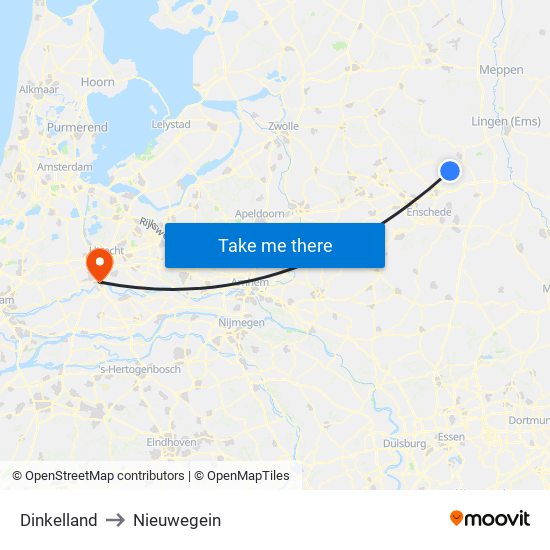 Dinkelland to Nieuwegein map