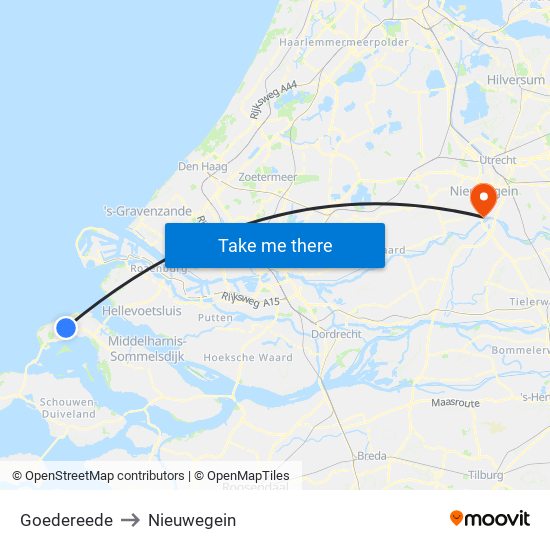 Goedereede to Nieuwegein map