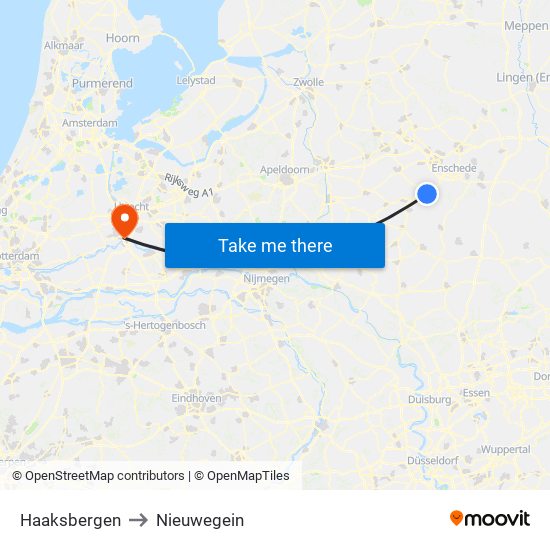 Haaksbergen to Nieuwegein map