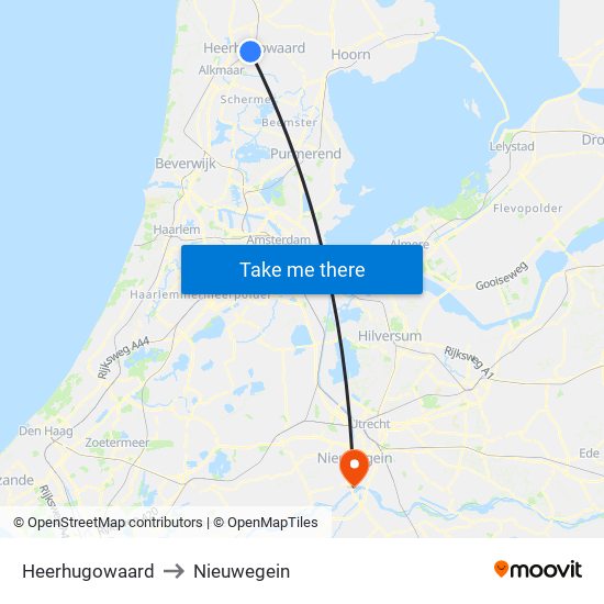Heerhugowaard to Nieuwegein map