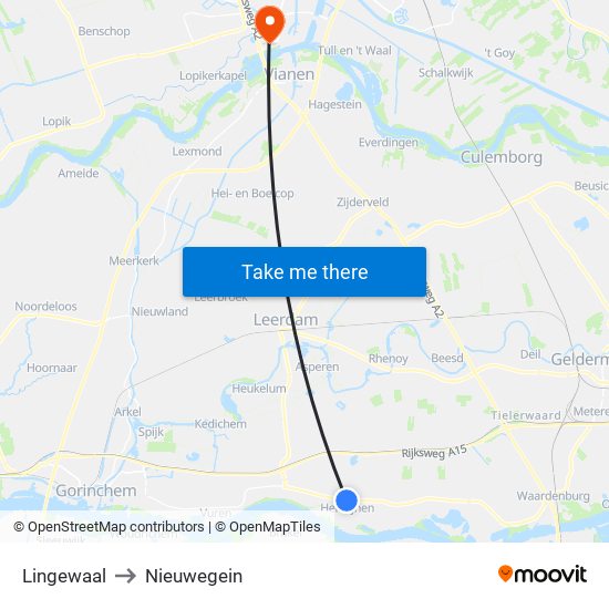 Lingewaal to Nieuwegein map