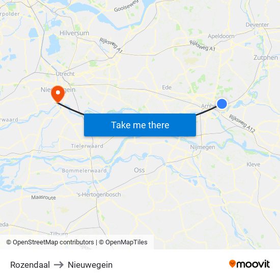 Rozendaal to Nieuwegein map