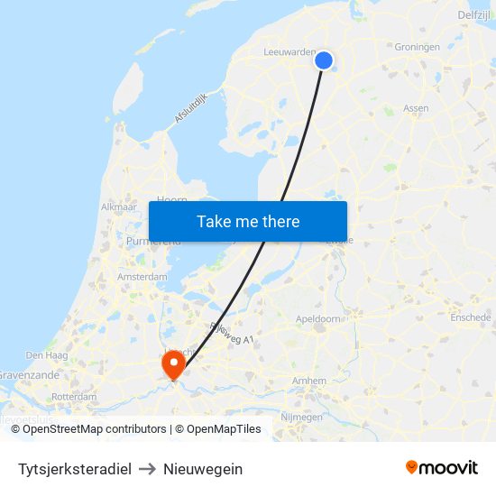 Tytsjerksteradiel to Nieuwegein map