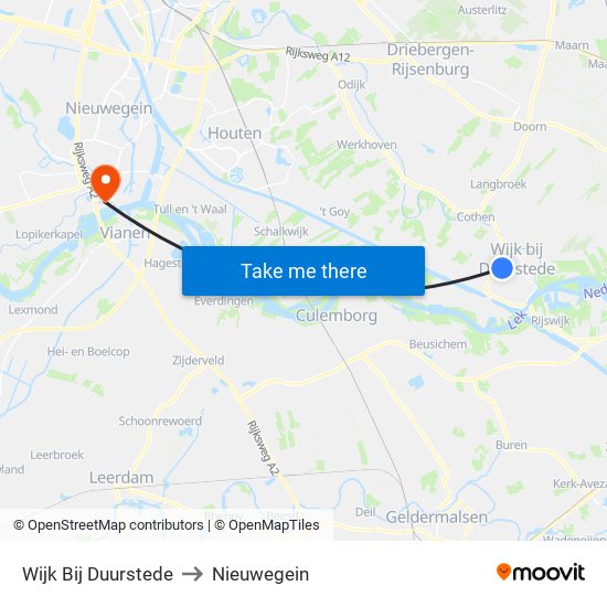 Wijk Bij Duurstede to Nieuwegein map