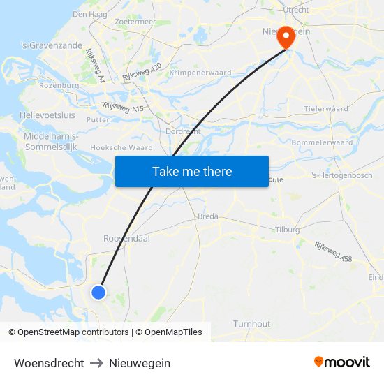 Woensdrecht to Nieuwegein map