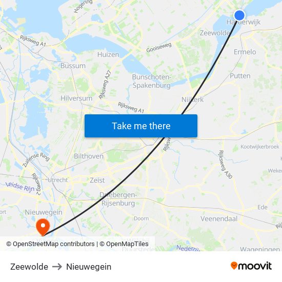 Zeewolde to Nieuwegein map
