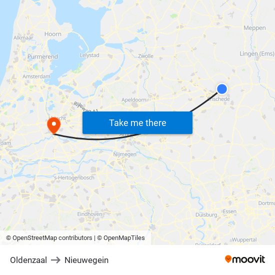 Oldenzaal to Nieuwegein map
