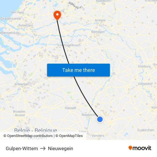 Gulpen-Wittem to Nieuwegein map