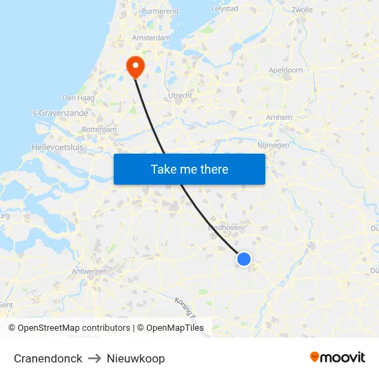 Cranendonck to Nieuwkoop map