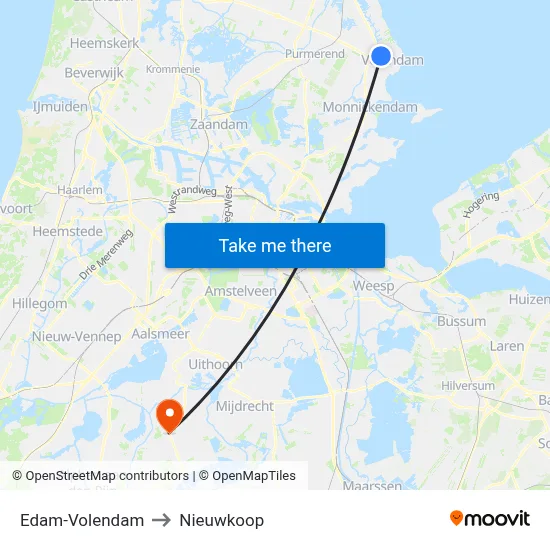 Edam-Volendam to Nieuwkoop map