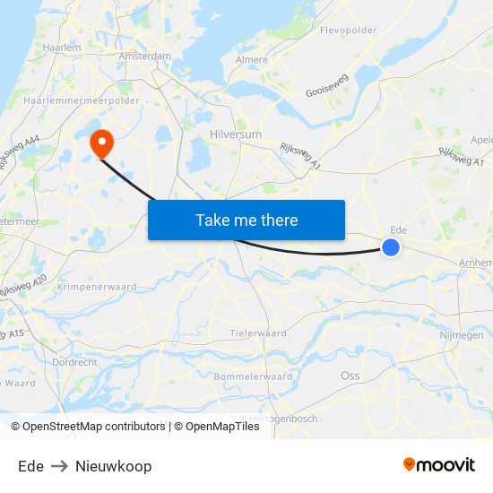 Ede to Nieuwkoop map