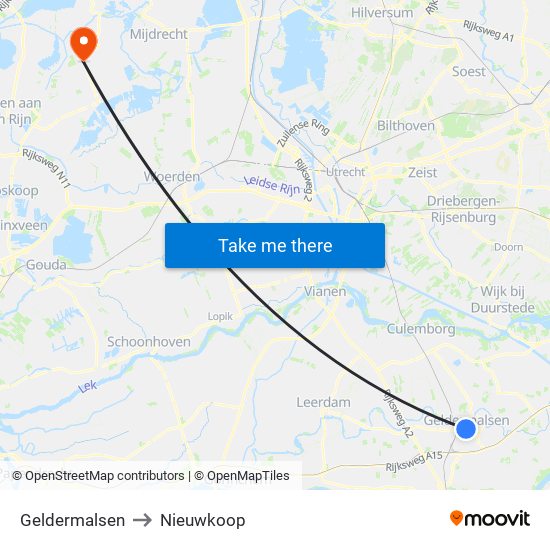 Geldermalsen to Nieuwkoop map