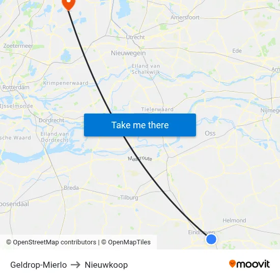 Geldrop-Mierlo to Nieuwkoop map