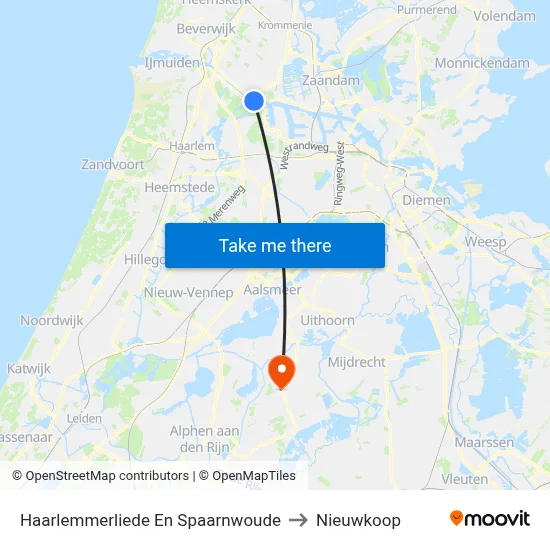 Haarlemmerliede En Spaarnwoude to Nieuwkoop map