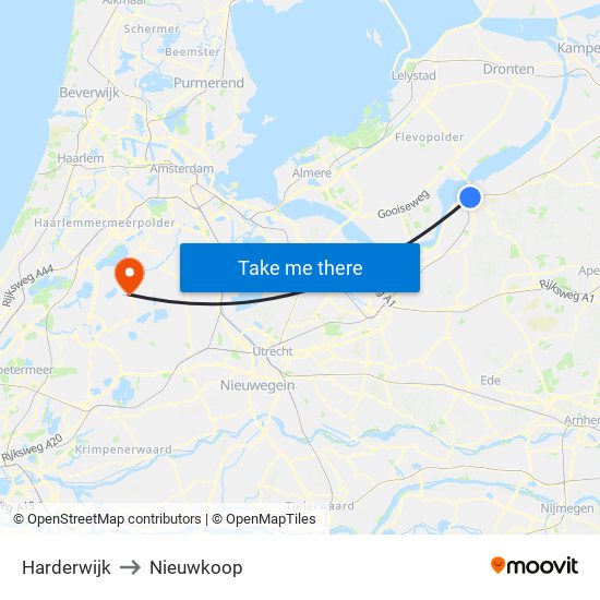 Harderwijk to Nieuwkoop map