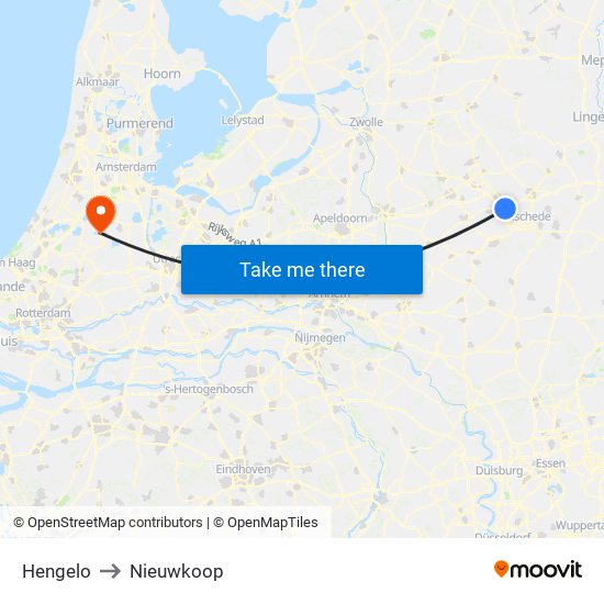 Hengelo to Nieuwkoop map