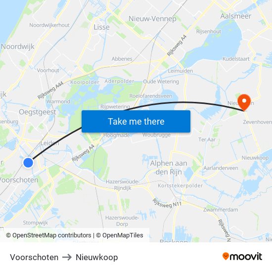 Voorschoten to Nieuwkoop map