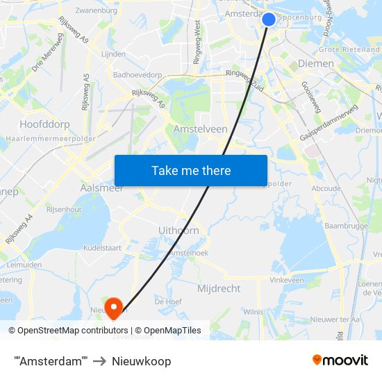 ""Amsterdam"" to Nieuwkoop map