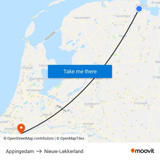 Appingedam to Nieuw-Lekkerland map