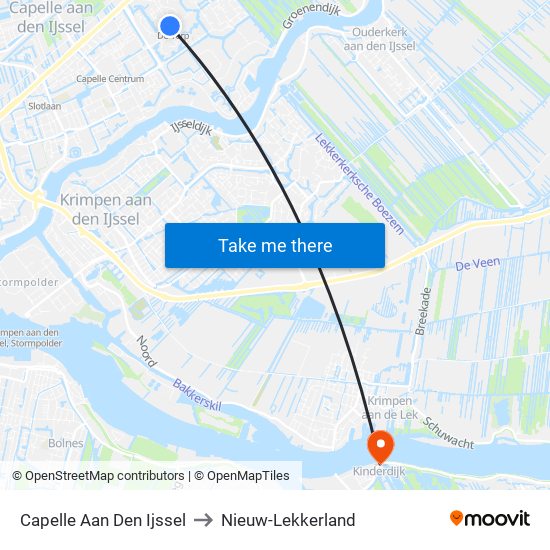 Capelle Aan Den Ijssel to Nieuw-Lekkerland map