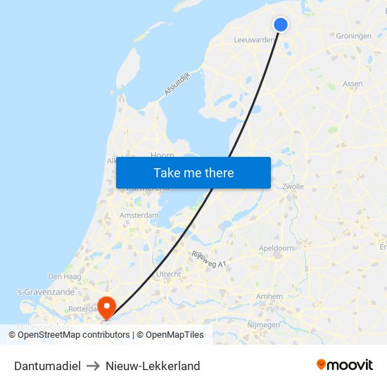 Dantumadiel to Nieuw-Lekkerland map